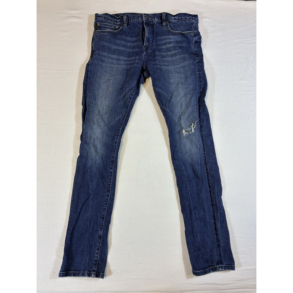 John Varvatos Star USA Wight Slim Fit Jeans Mens 34 Dark Wash Distressed